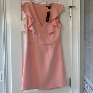French Connection pinkish peach colored dress. Zipper in back  measures 33 “